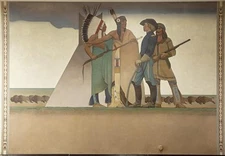 Mural Bureau of Indian Affairs: Indian & Soldier, by Maynard Dixon at the