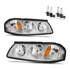 Headlights Assembly with OE Replacement Chrome  With High  Low Beam Bulbs