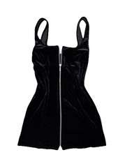 Urban Renewal Archive Black Velvet Iman Minidress Front Zipper Womens Size Small
