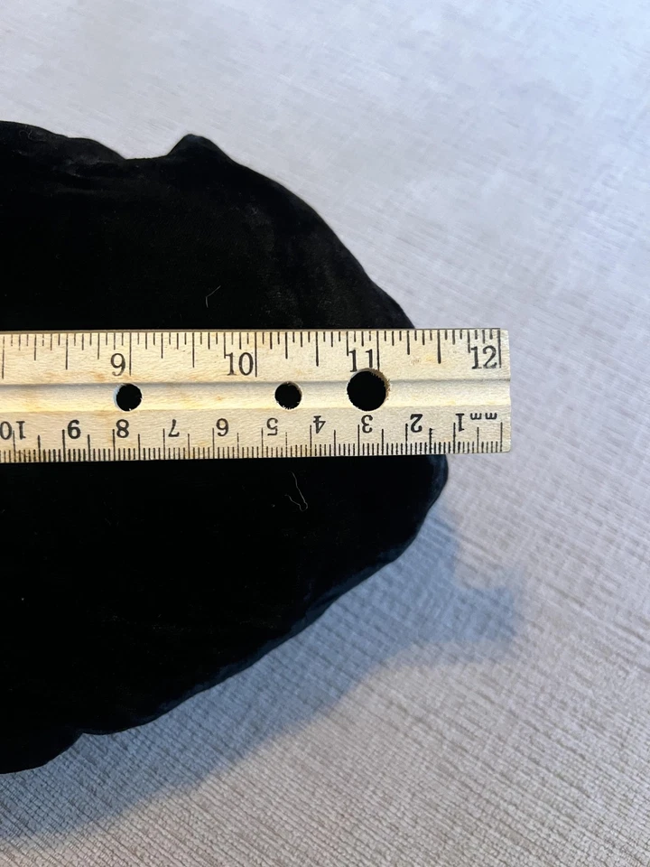 Black Velvet Hand Muff Womens One Size Satin Lined Fur Pom Hand Warmer Winter - Image 4 of 4