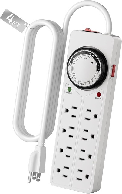 BN-LINK 8-Outlet Surge Protector with Mechanical Timer
