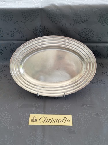 Christofle ondulation luc lanel grand plat Art déco en métal argenté 40x28cm - Foto 4 di 8