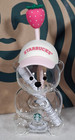 Starbucks Bearista Bear Figural Glass Cup w/ Lid & Straw Clear Pink — photo 1