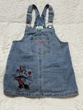 Vintage Disney Baby Minnie Mouse Overall Denim Dress Adjustable Straps Sz 18 Mo