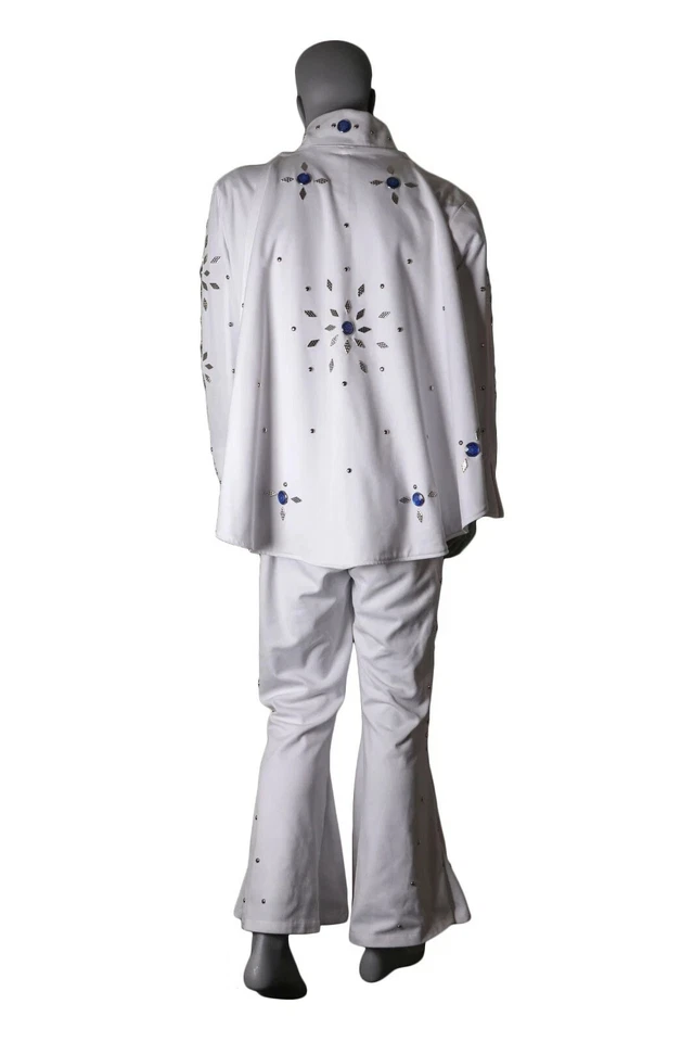 Мужская рок-н-ролл король Элвис драгоценности комбинезон плащ костюм белый L - Изображение 2 из 4