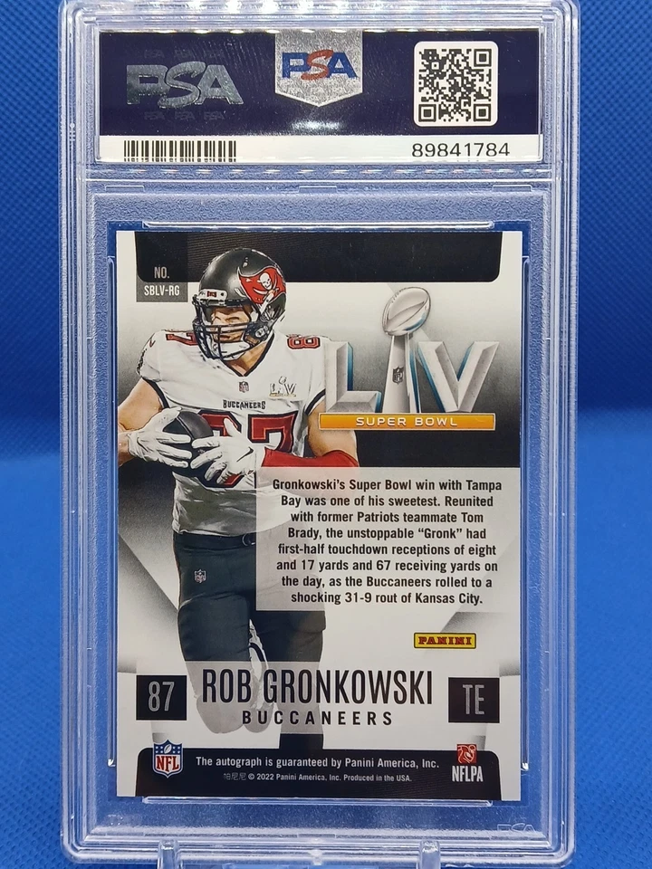 2023 Panini Donruss Super Bowl Signature Rob Gronkowski #SBLVRG PSA 9 - Image 2 of 4