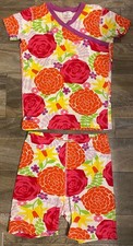 Discontinued Hanna Anderson Floral Pattern Short-Sleeved Pajamas Size 150 Age 12