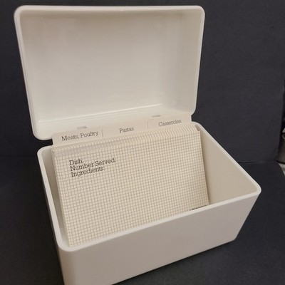 Vintage Interdesign White Recipe File Box Kitchen Organizer with Cards USA MCM