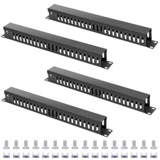 4 Pack 19 Inch 1U Server Rack Cable Management -24 Slot Horizontal Rack Mount Ca