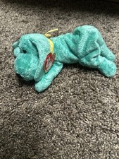 Vintage TY Beanie Baby - DIDDLEY the Green Hound Dog 