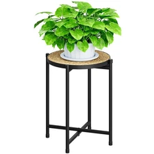 Bamworld Rattan Plant Stand Indoor,Round Plant Table for Large Plants,Tall He...