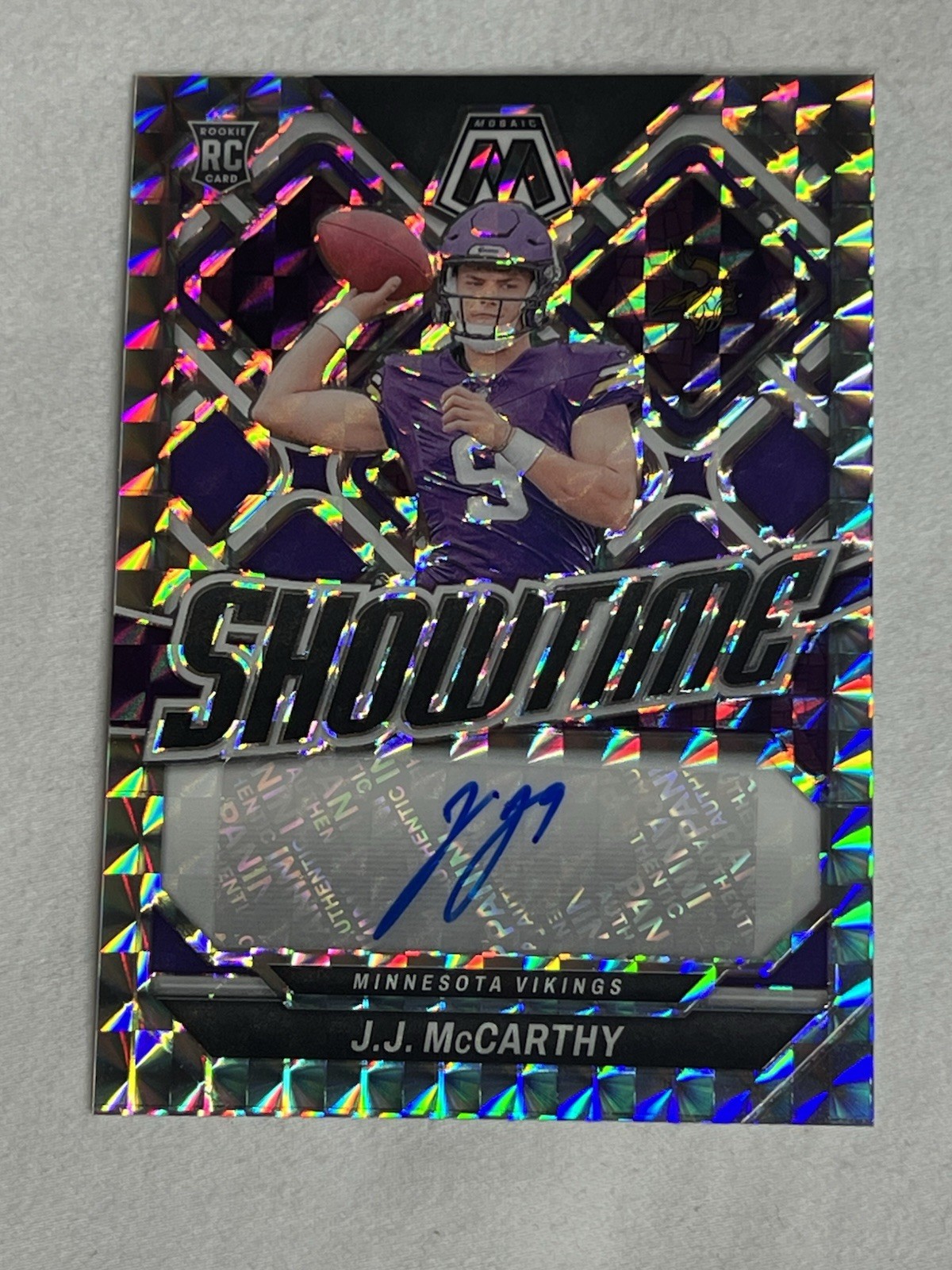 2024 Panini Mosaic SILVER MOSAIC SHOWTIME AUTO J.J. MCCARTHY #SS-JJM RC VIKINGS