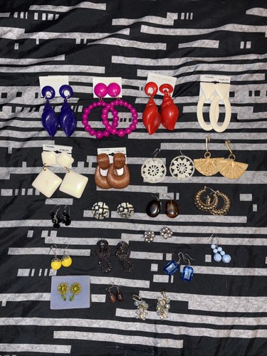 Random Lot of vintage earrings 22 Pair Some New Some Used Wearable