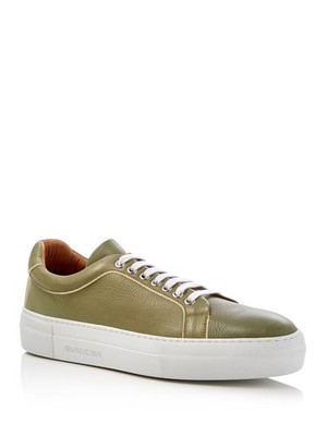 ARMANDO CABRAL Mens Green Salvia Round Toe Platform Leather Athletic Sneakers 42