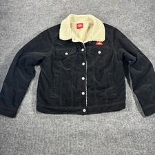 Dickies Girl Sherpa Lined Cord Jacket - Medium Black Corduroy