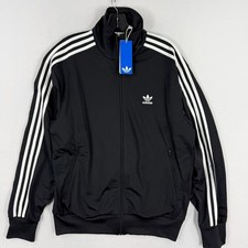 adidas Firebird Track Jacket Mens Size L Black White IJ7058 - NEW