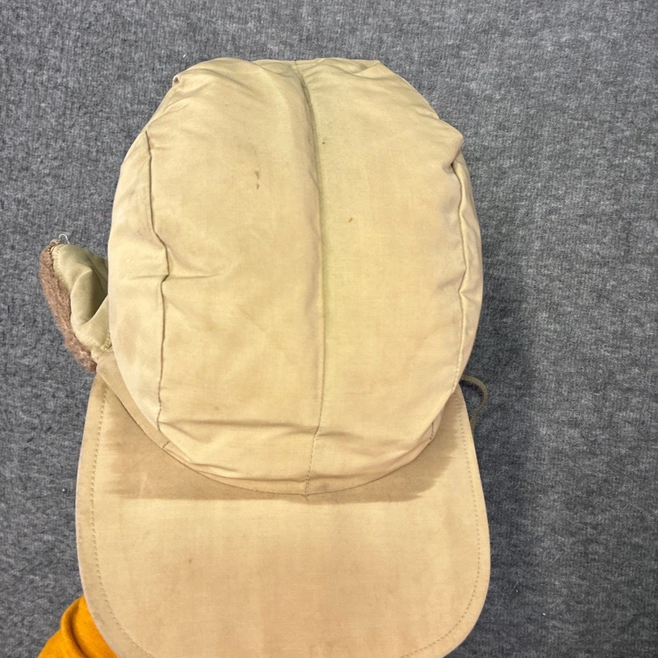 Винтажный Eddie Bauer вниз траппер крышка шляпа уха клапаны XL желтовато-коричневый охоты 1950 туризм - Изображение 2 из 4