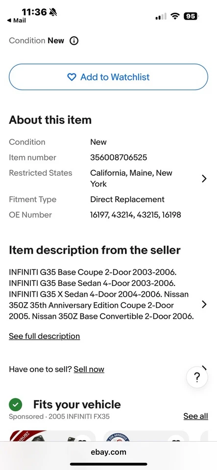 2 convertidores catalíticos nuevos pedidos para Infiniti Fx35 y Fx45 2005 Foto 4 de 4