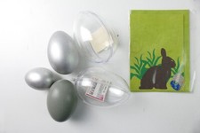1 Easter Card Original Box 3 Blown Real Eggs 2 Perspex Eggs Easter Decor RB-1966