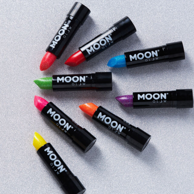 Moon Glow - 5g Neon UV Glitter Lipstick - Red - Glows brightly under UV lighting