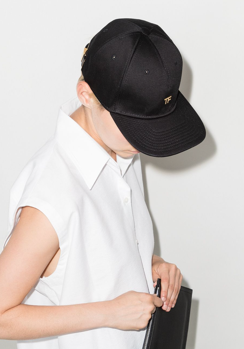 TOM FORD TF Unisex Gold Logo-Embellished Baseball-Cap Canvas Hat 