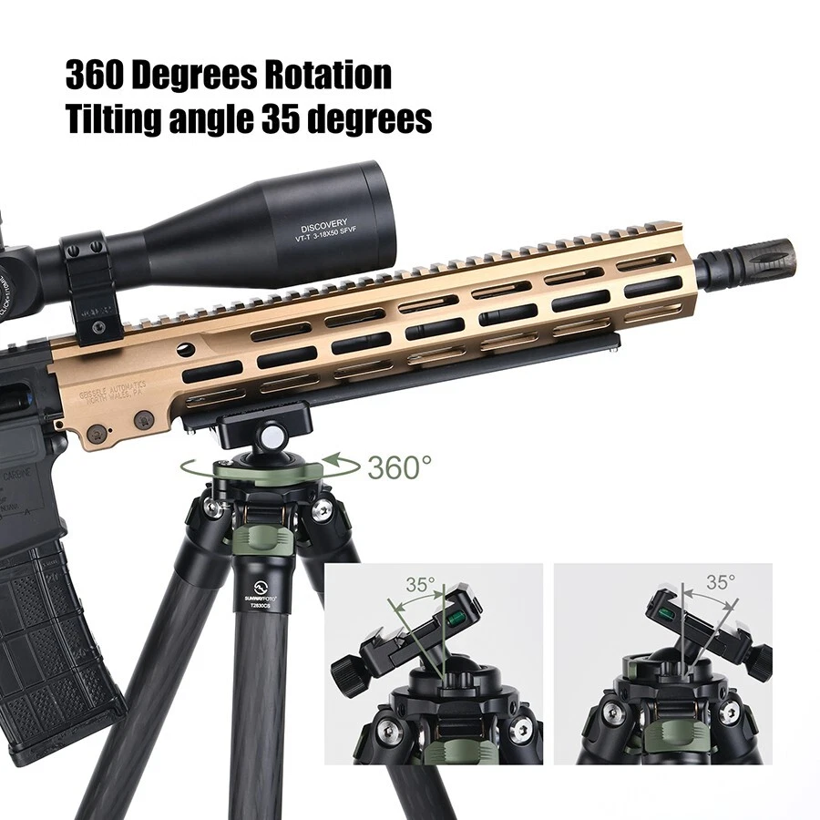 Sunwayfoto Carbon Fiber Tripod Hunting Inverted Ball Head Arca-Swiss Picatinny - Image 4 of 4