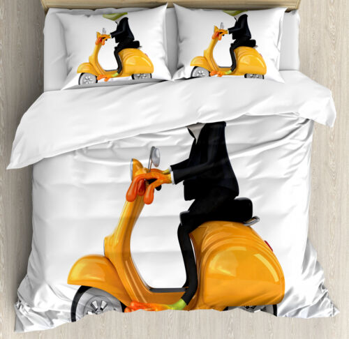 Lustig Bettwäsche Set Italienisches Frosch-Motorrad - Bild 1 von 8