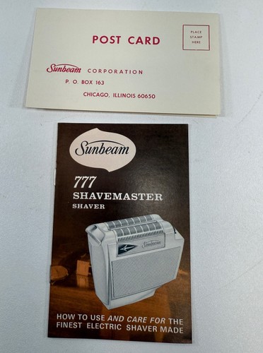Folleto de afeitadora Sunbeam 777 Shavemaster manual usado en excelente estado 15 páginas B143-1645 - Imagen 1 de 2