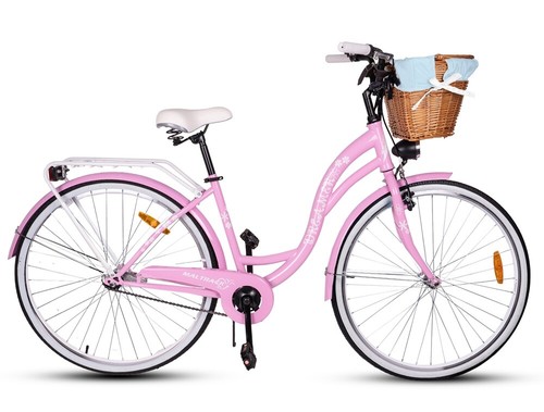Maltrack Stadtfahrrad Dreamer mit blauer Korb, 1-Gang, 28 Zoll, Citybike Rosa - Bild 4 von 12
