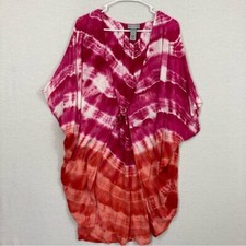 Catherines Tie Dye Tie Front Soft Rayon Kimono 1X
