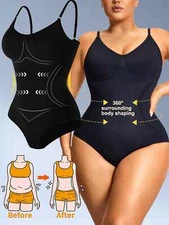 Snatched Bodysuit for Women Tummy Control Shapewear Body Shaper Ribbed Leotard 