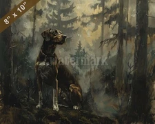 Plott Hound painting by a misty forest 8x10 Print 