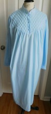 NEW VINTAGE COMFY BLUE w/QUILTED BODICE CARRIAGE COURT LONG SLEEVE NIGHTGOWN LG