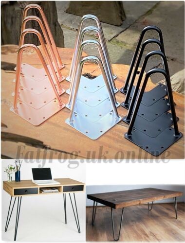 4x Hairpin Table Legs 10mm Steel/Black/Copper Furniture Desk Bench 12.5 &amp; 22.5cm