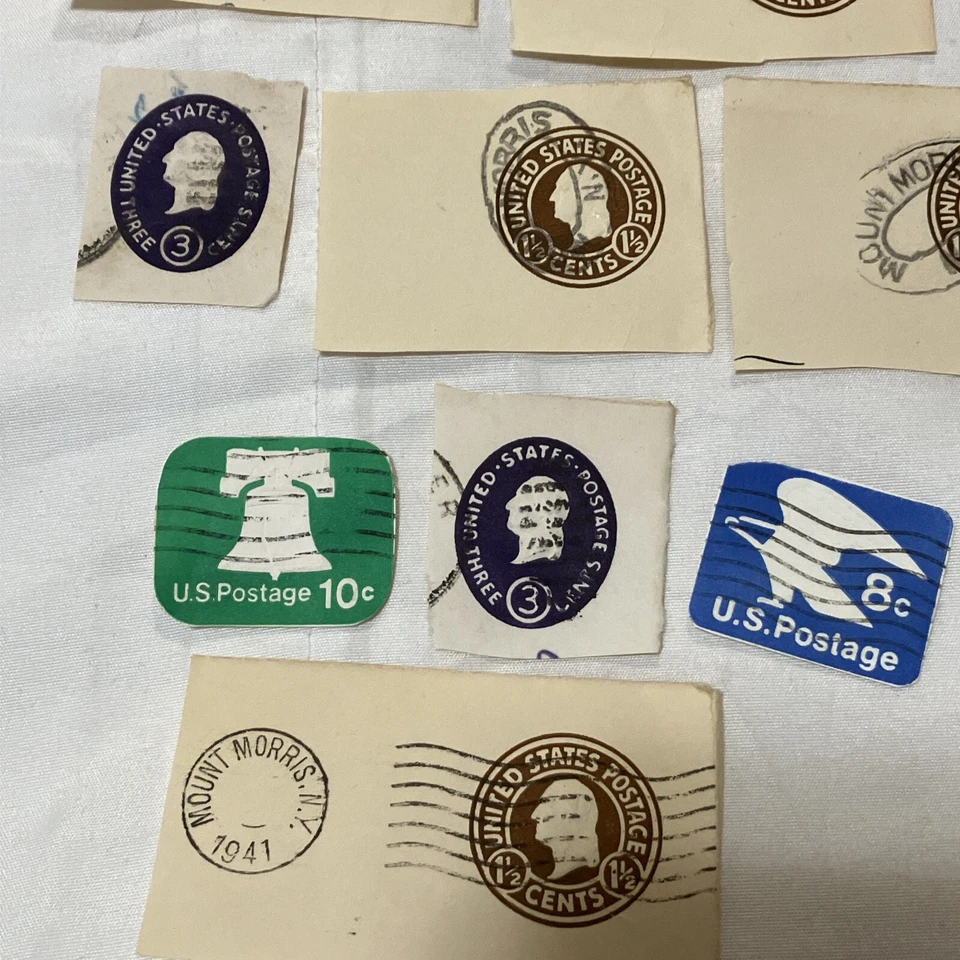 N.Y US Cut Square Stamp Mint LOT 12 Assorted U.S. Postage Rare Collection 40s - Image 2 of 4