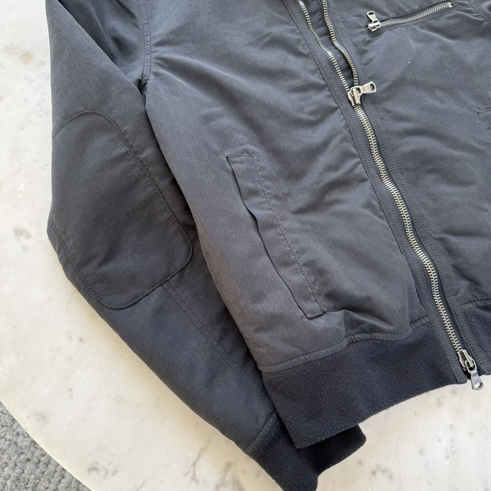John Varvatos USA Bomber Jacket Full Zip Mens Small Charcoal elbow patches Lined - Image 2 of 4