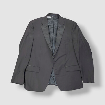 $450 Calvin Klein Men's Black Slim X Fit Wool Tuxedo Blazer Coat Suit  Jacket 46R