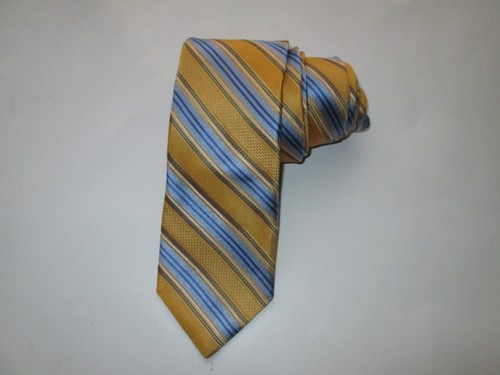 John W Nordstrom Jacquard Tipping Woven Silk Neck Tie Gold Blu 60x3.25 MadeInUSA - Picture 6 of 6
