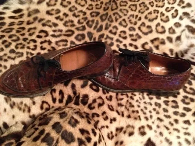 Edwin Clapp Vintage 1940's Alligator Crocodile Loafers & Shoe Bags