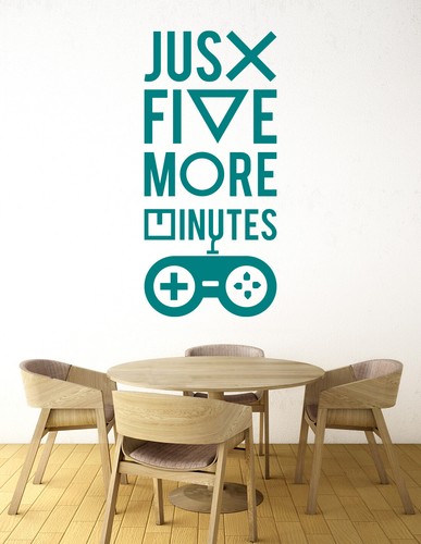 Just Five More Minutes Gamers Quote Wall Sticker Man Cave Room Home Art Vinyl L - Picture 107 of 161