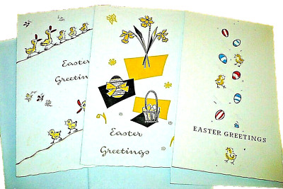 1960 vintage Osterkarte Easter Greetings Ostergrüße Karte Grußkarte 3 + Kuvert