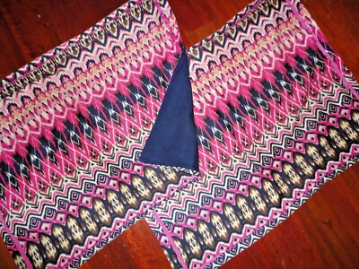 E & E CO. TRIBAL IKAT BLUE PINK BROWN BLACK (PAIR) STANDARD PILLOW SHAMS 20 X 26
