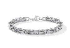 Stainless Steel Silver Byzantine Bracelet 8 inches 6mm thick