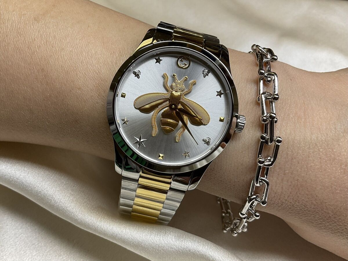 GUCCI G-Timeless 38MM Silver Dial SS Two-Tone Unisex Watch GUCCI G-Timeless 38MM Silver Dial SS Two-Tone Unisex Watch