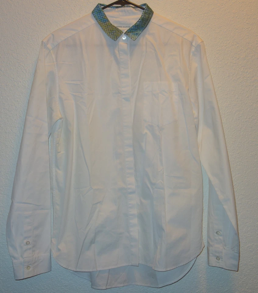 PIERRE BALMAIN white button pleat front long sleeve dress shirt SZ 26/ 40 NEW - Image 2 of 3