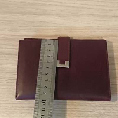 Porte-Monnaie En Cuir Le Tanneur Vintage - Couleur Bordeaux - Fait Main En France - Occasion - Dorures