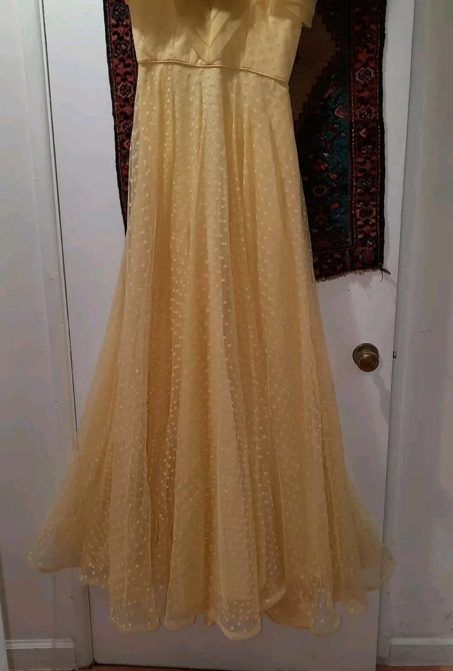 Винтажный Роза Taft Couture масло желтый мяч выпускного вечера Pageant платье для официальных приемов XLNT - Изображение 3 из 4
