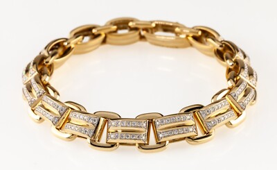 David Yurman 18k Gelbgold Deko Abgeschrägte Link Armband Groß 1.93 Karat