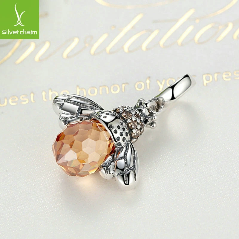 Подвеска из серебра 925 любовь оранжевый пчелы животных подвеской подвеска для женщин модные бусины - Изображение 4 из 4