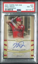 PSA 8 Mike Trout 2021 Topps Tier One SP #1 /25 Signature AUTO LA Angels